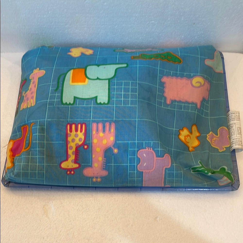 Vintage 80s lap desk tray portable animal travel homework eat car couch bed blue
